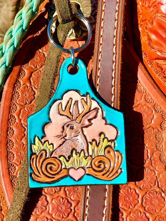 Jackalope Ear Tag Key Chain